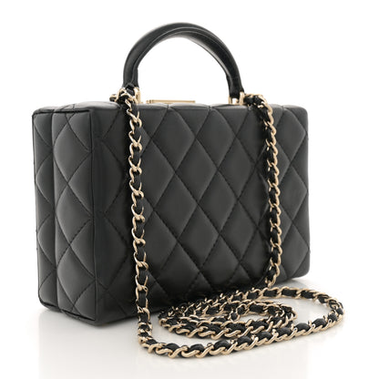 Chanel Lambskin Quilted Small CC Top Handle Box Bag Black 3 of 12