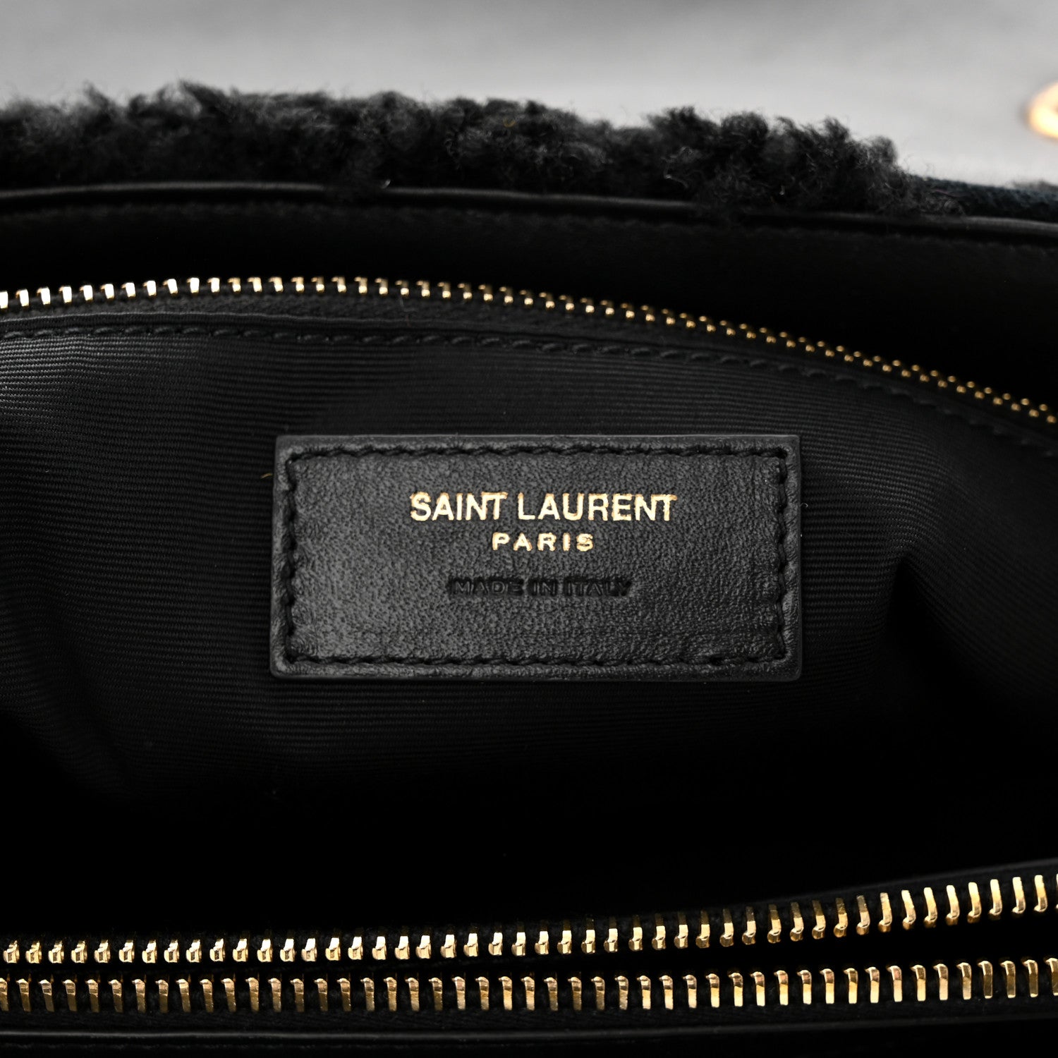Saint Laurent Shearling Y Quilted Monogram Medium Loulou Chain Satchel Black 6 of 10