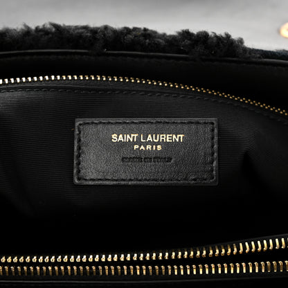 Saint Laurent Shearling Y Quilted Monogram Medium Loulou Chain Satchel Black 6 of 10