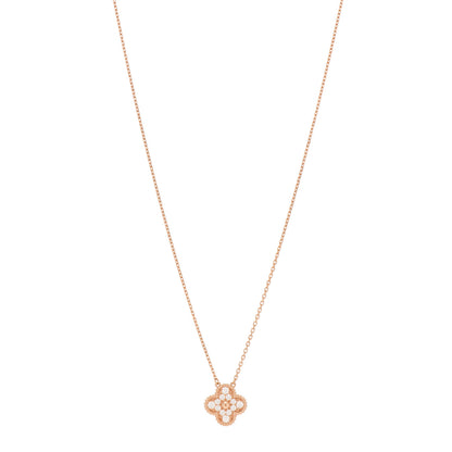 Van Cleef & Arpels 18K Rose Gold Diamond Vintage Alhambra Pendant Necklace 1 of 6