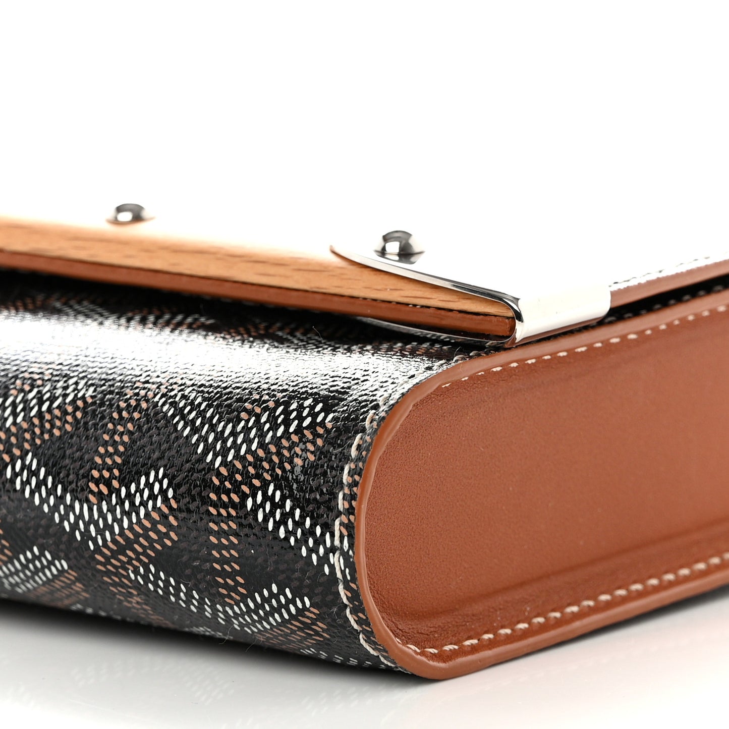 Goyardine Monte Carlo Bois Clutch With Strap Black Gold