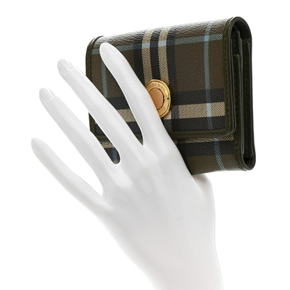 Burberry Vintage Check Tri-Fold Wallet Olive Green 2 of 9