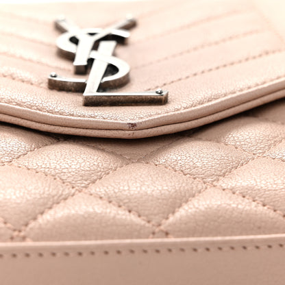 Saint Laurent Sheepskin Tri-Quilt Monogram Envelope Chain Wallet Dark Beige 11 of 12