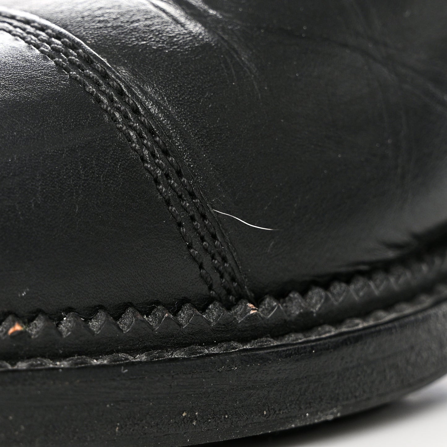 Shiny Goatskin Calfskin Quilted Lace Up Combat Boots 40 Black
