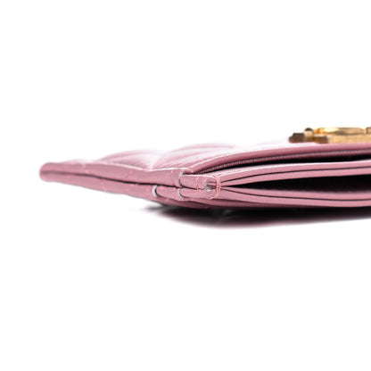 Chanel Metallic Lambskin Quilted Boy Card Holder Rose 5 of 6