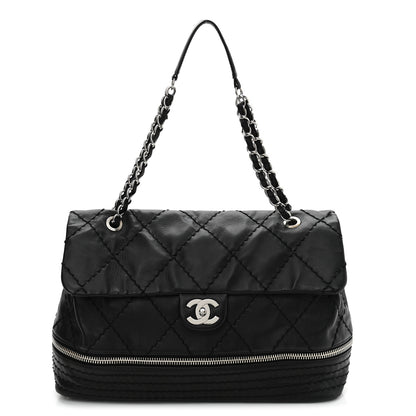 Chanel Calfskin Stitched Large Expandable Flap Bag Black 1 of 10