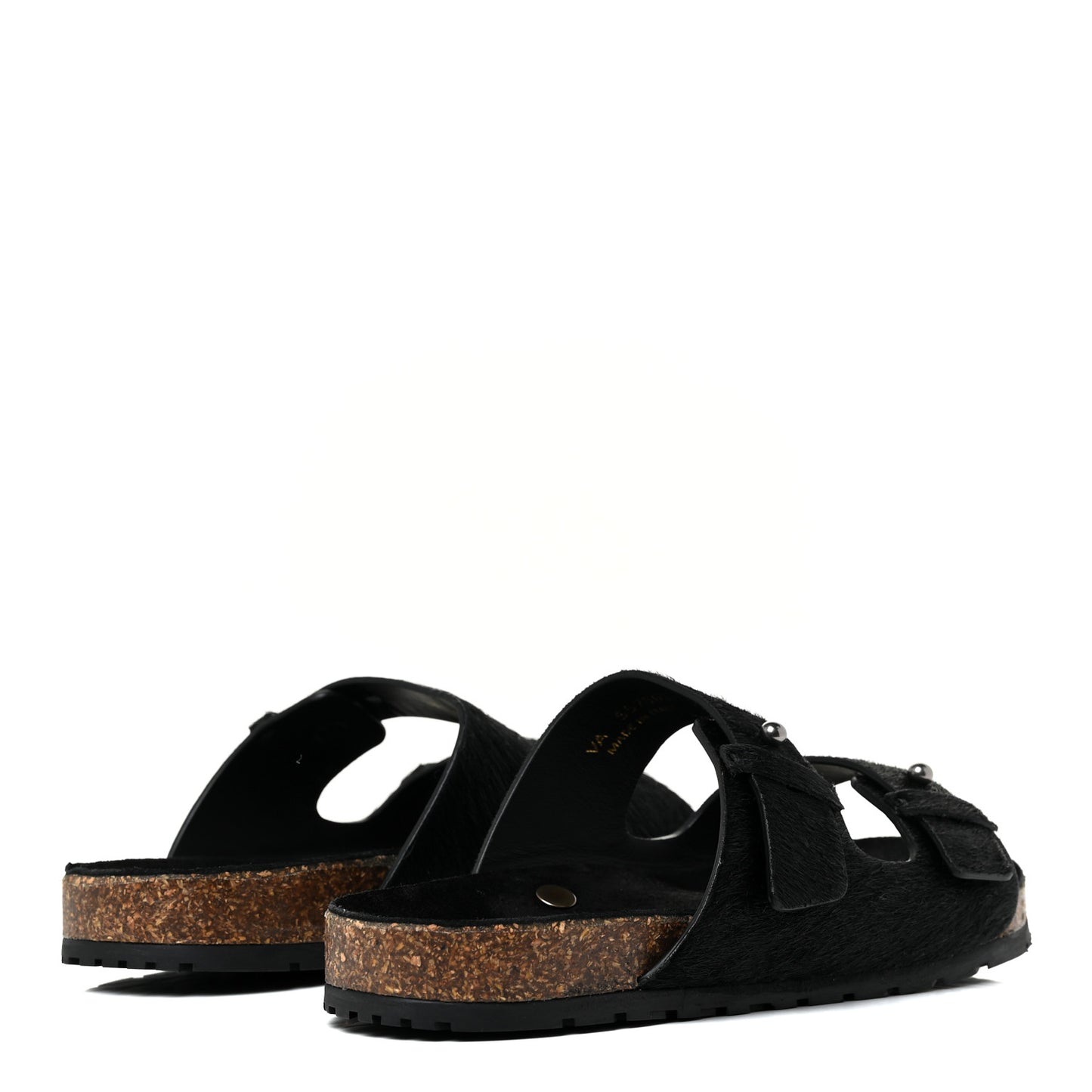 Calf Hair Jimmy Cross Slides 38.5 Black