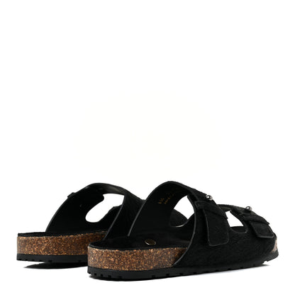 Saint Laurent Calf Hair Jimmy Cross Slides 38.5 Black 4 of 12