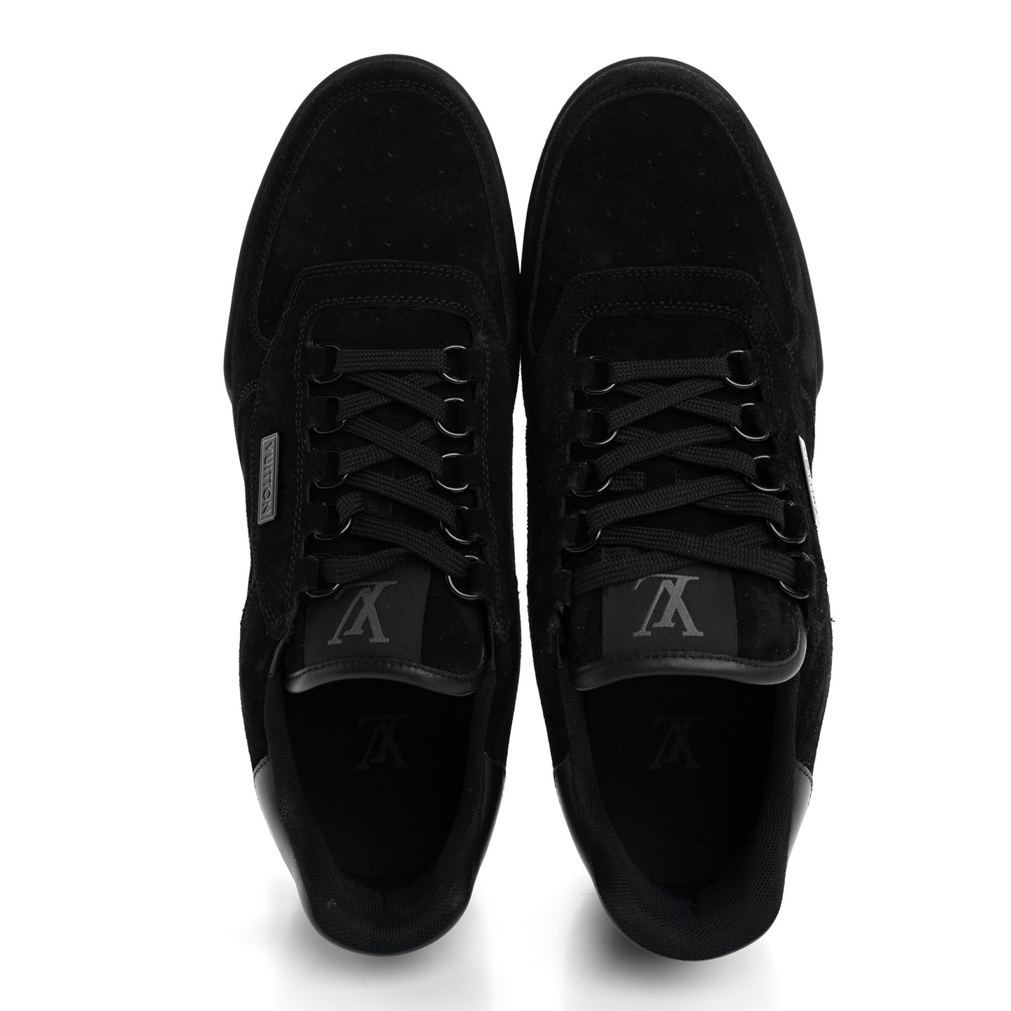 Suede Mens LV Trainer Sneakers 9 Black