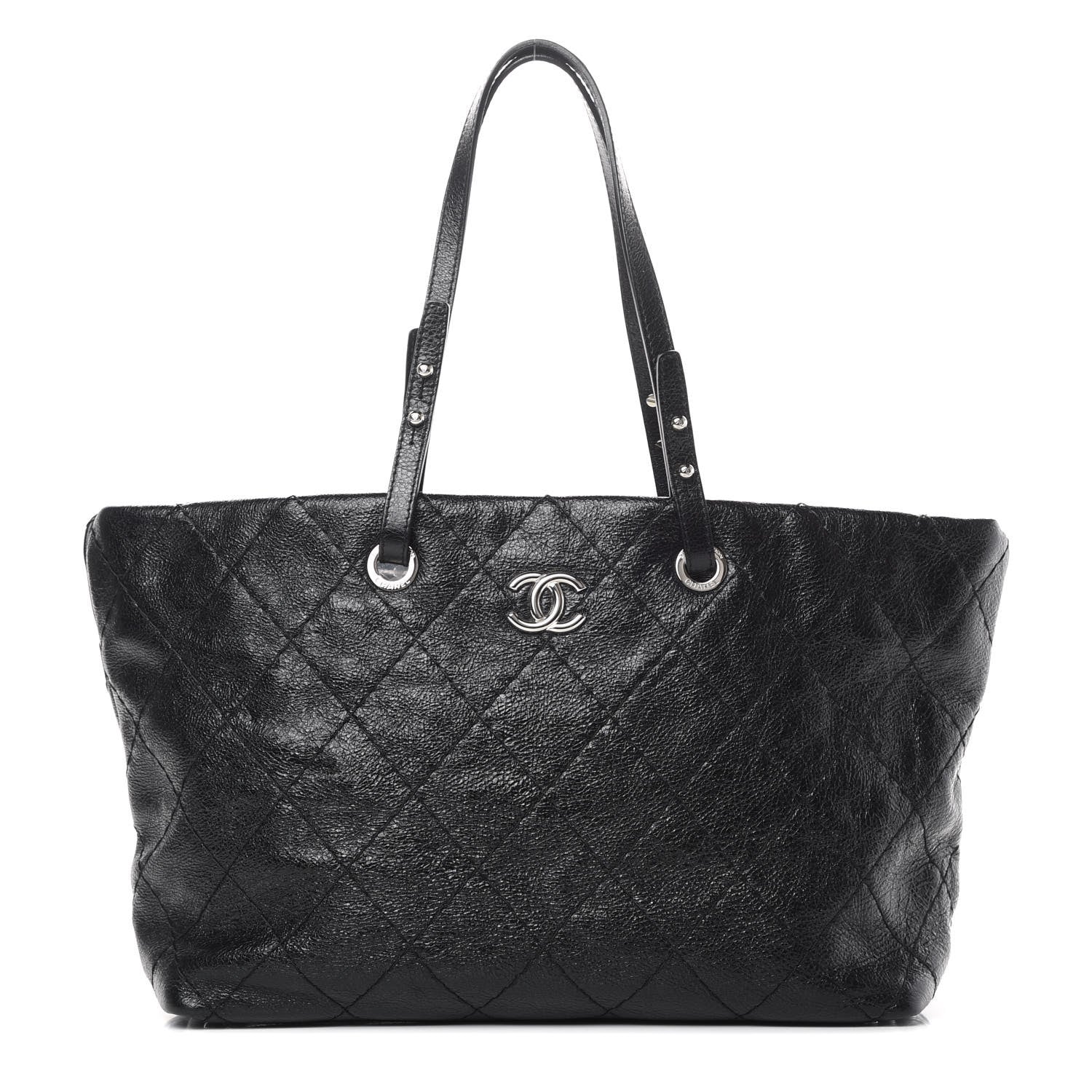 Chanel Glazed Calfskin Large On The Road Tote Black 1 of 11