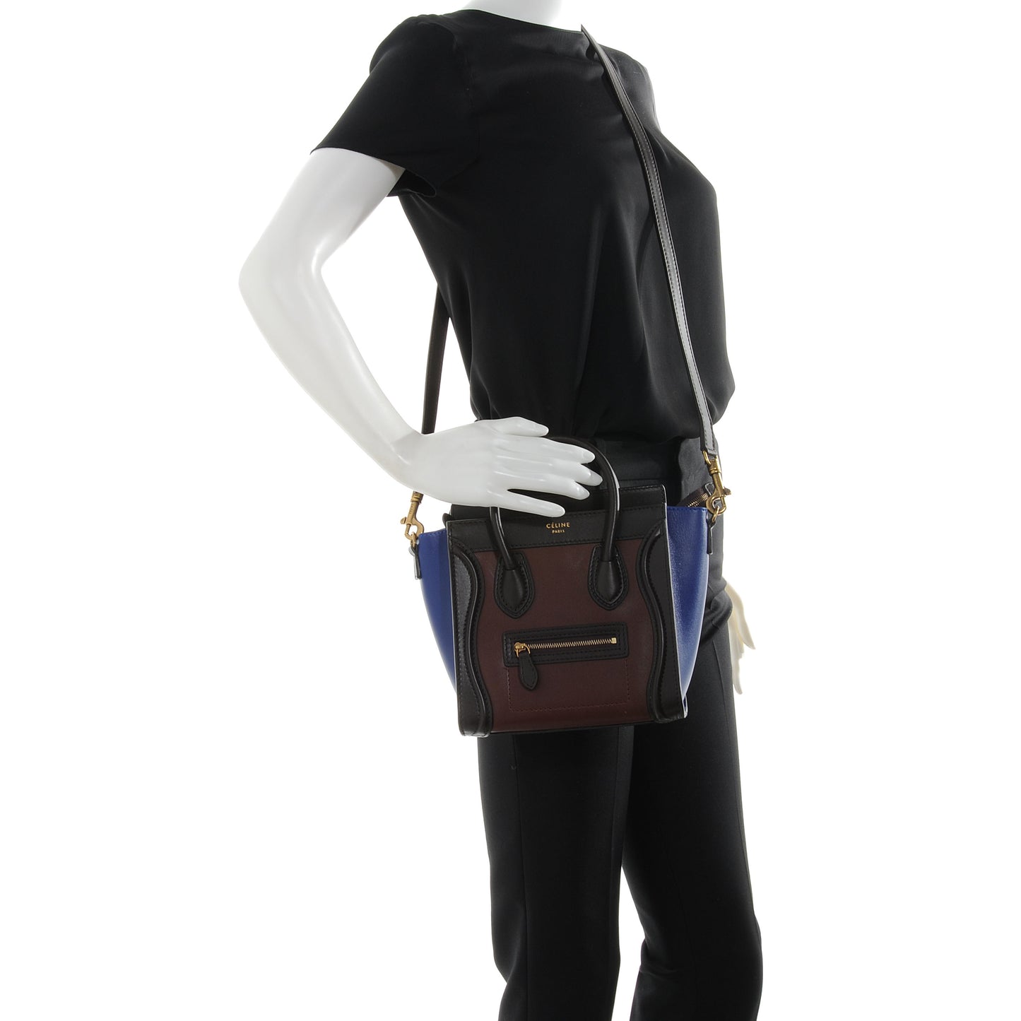 Smooth Calfskin Nano Tri-Color Luggage Acajou Royal Blue