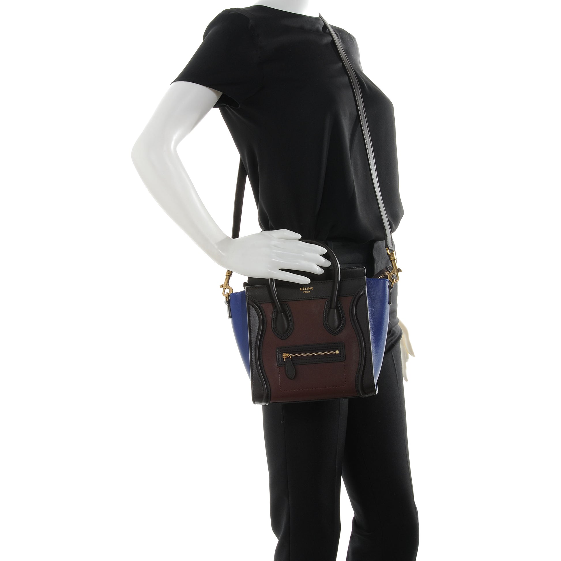 Celine Smooth Calfskin Nano Tri-Color Luggage Acajou Royal Blue 2 of 9