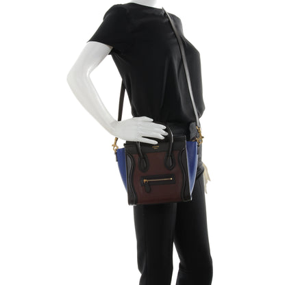 Celine Smooth Calfskin Nano Tri-Color Luggage Acajou Royal Blue 2 of 9
