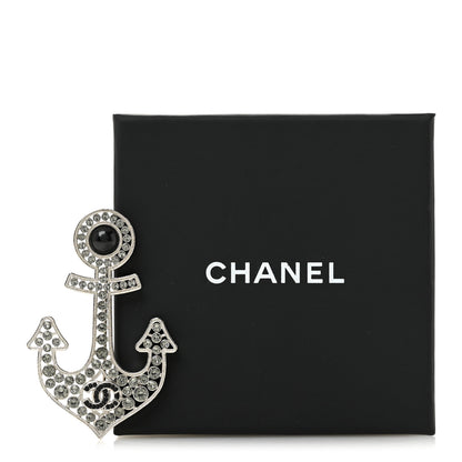 Chanel Crystal Pearl CC Anchor Brooch Silver 5 of 5