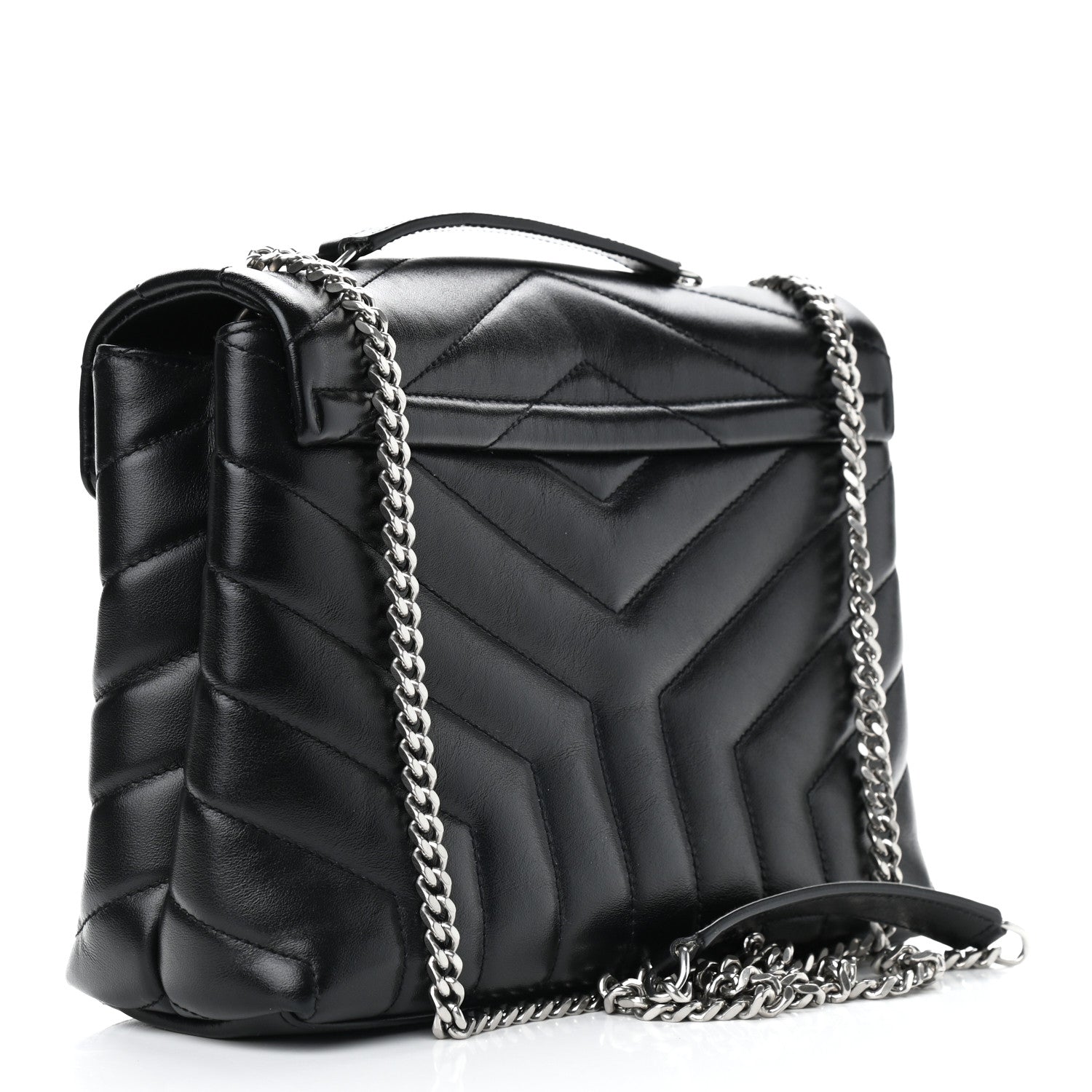 Saint Laurent Calfskin Y Quilted Monogram Small Loulou Chain Satchel Black 3 of 10