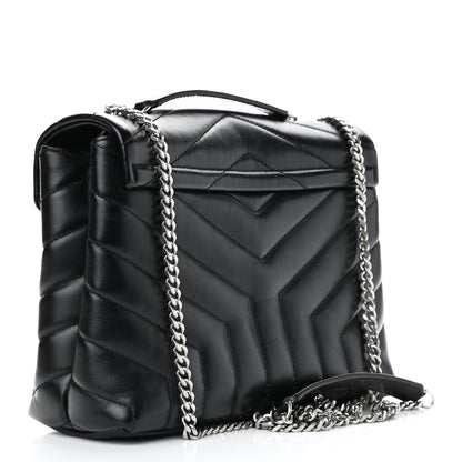 Saint Laurent Calfskin Y Quilted Monogram Small Loulou Chain Satchel Black 3 of 10