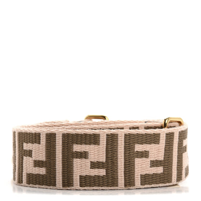 Fendi Jacquard Ribbon Vitello King FF Bi-Color Intreccio Adjustable Strap You Light Rose Camel 2 of 9