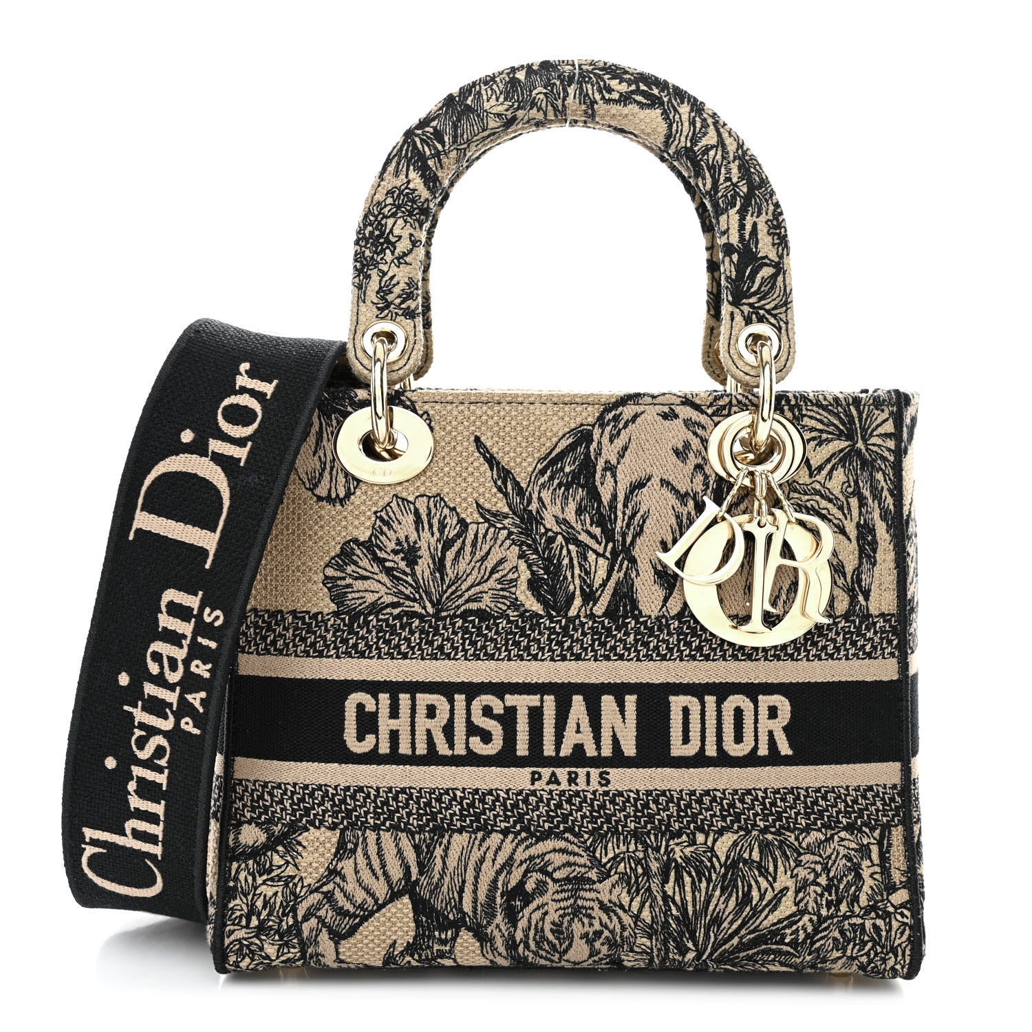 Christian Dior Toile de Jouy Voyage Embroidered Medium Lady D-Lite Beige Multicolor 1 of 10