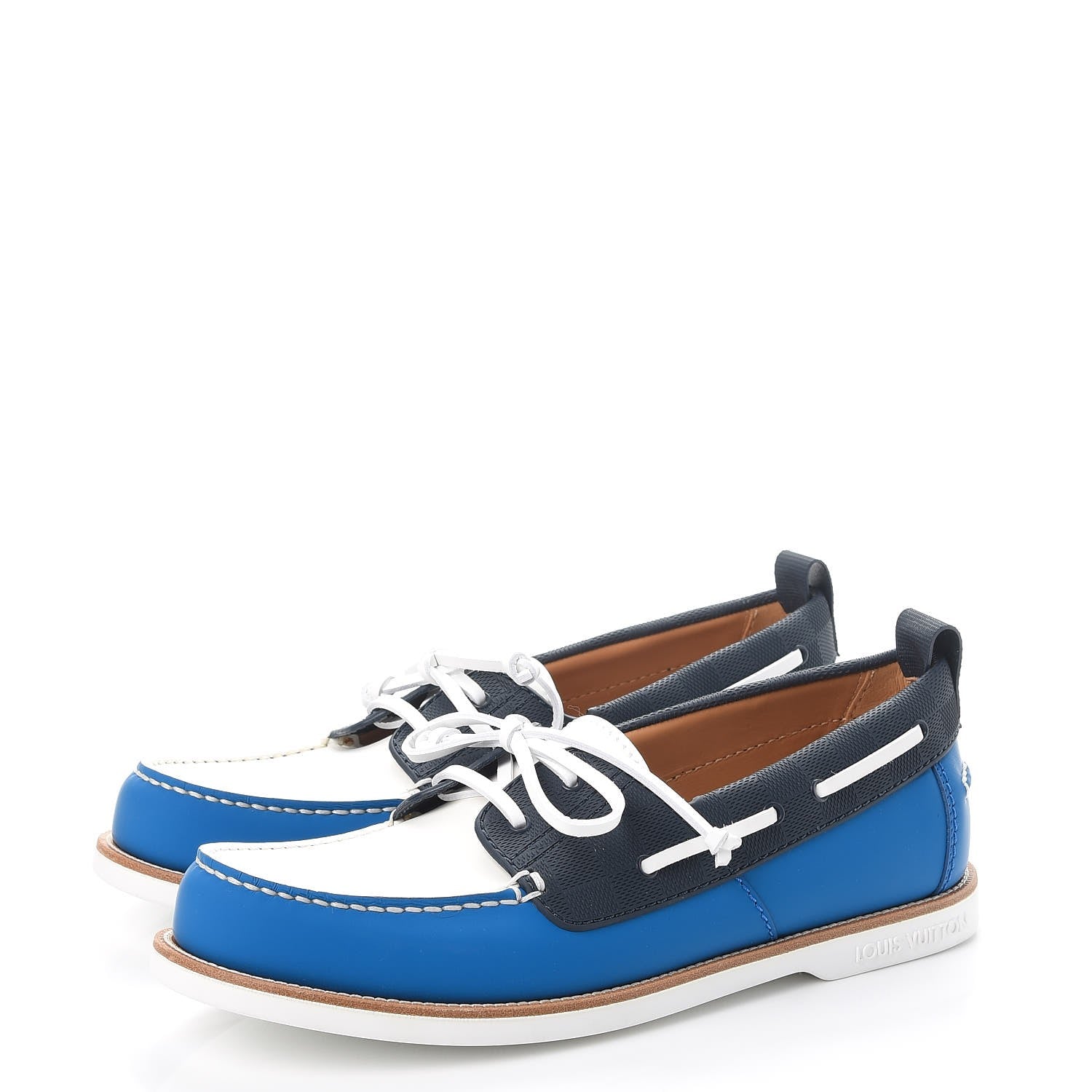 Louis Vuitton Mat Calfskin Rubber America's Cup Marine Boat Shoe 8 Pacific Blue 3 of 10