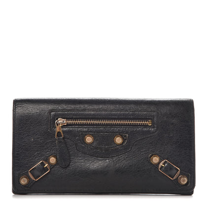 Balenciaga Agneau Giant 12 Rose Gold Hardware Money Wallet Black 10 of 18