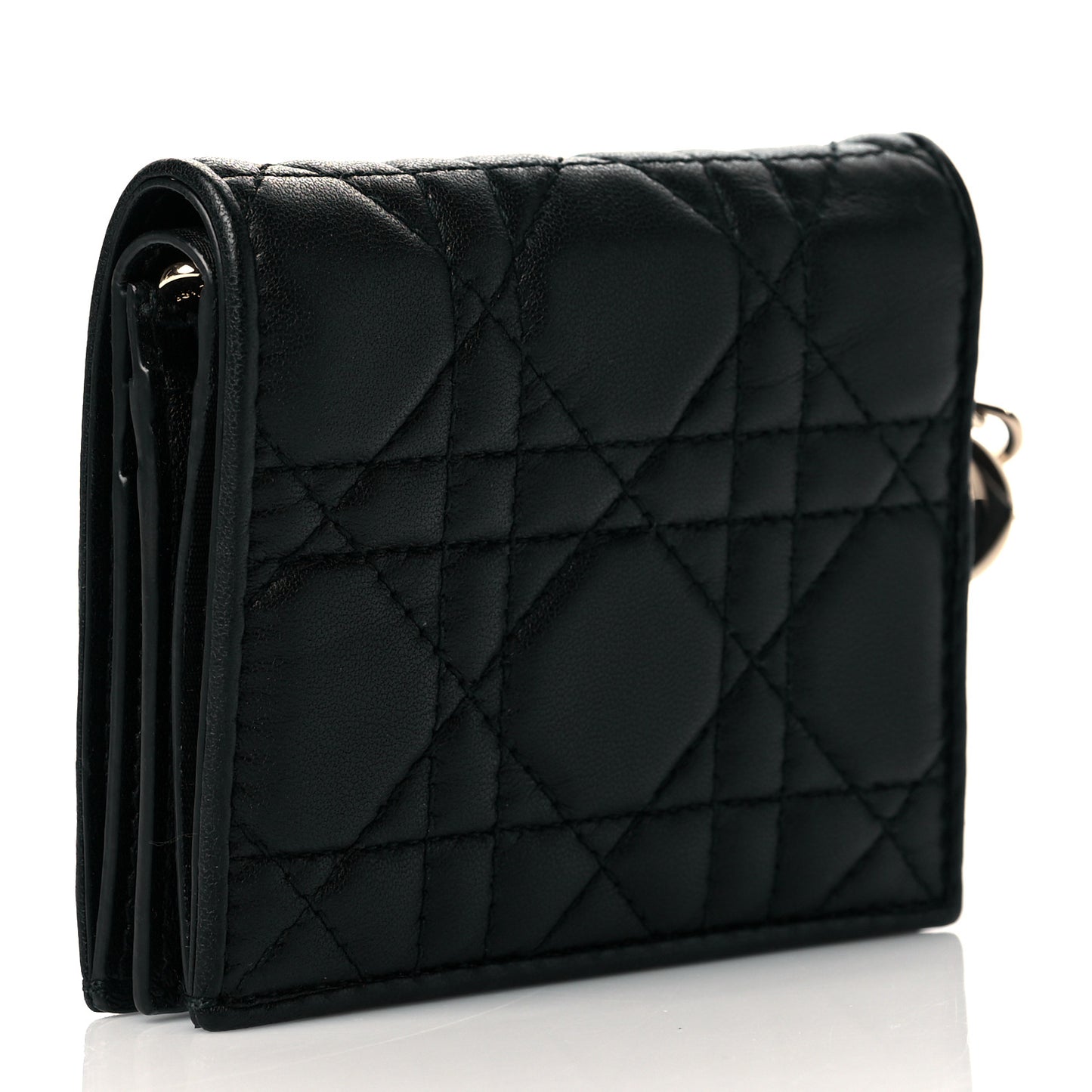 Lambskin Cannage Mini Lady Dior Wallet Black
