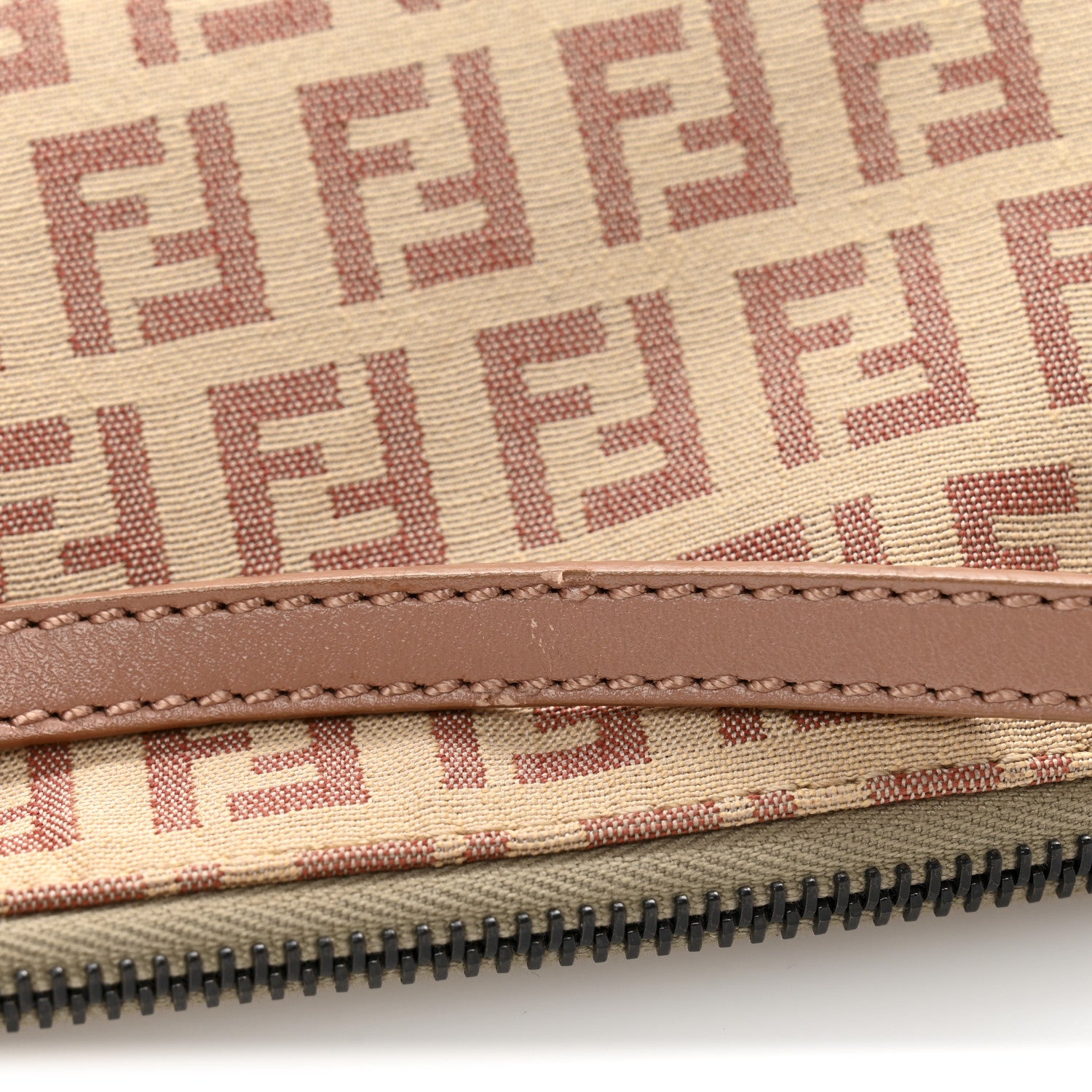 Fendi Zucchino Vitello Pochette Beige Bruciato Bois de Rose 13 of 15