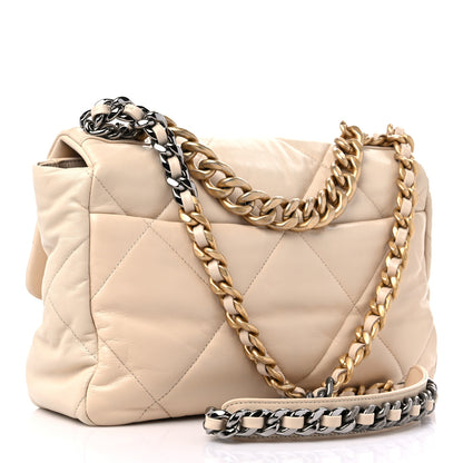 Chanel Lambskin Quilted Large Chanel 19 Flap Beige 3 of 13