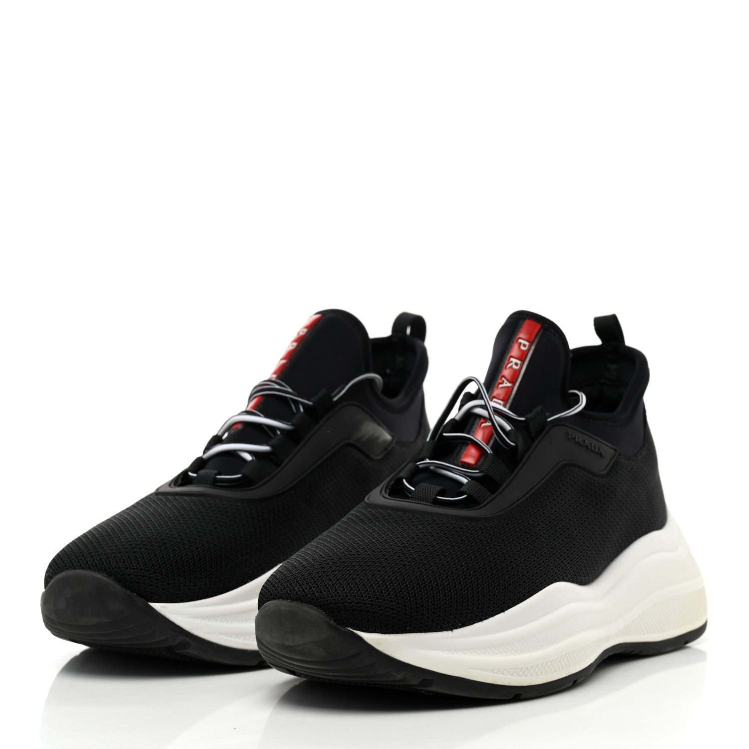 Prada Mesh Neoprene Womens America's Cup 45mm Sneakers 38 Black White 3 of 12