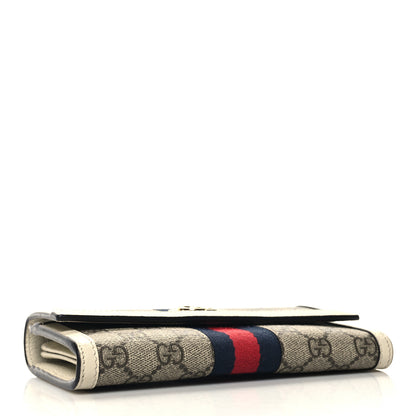 Gucci GG Supreme Monogram Textured Calfskin Web Ophidia Continental Wallet Beige White 4 of 12