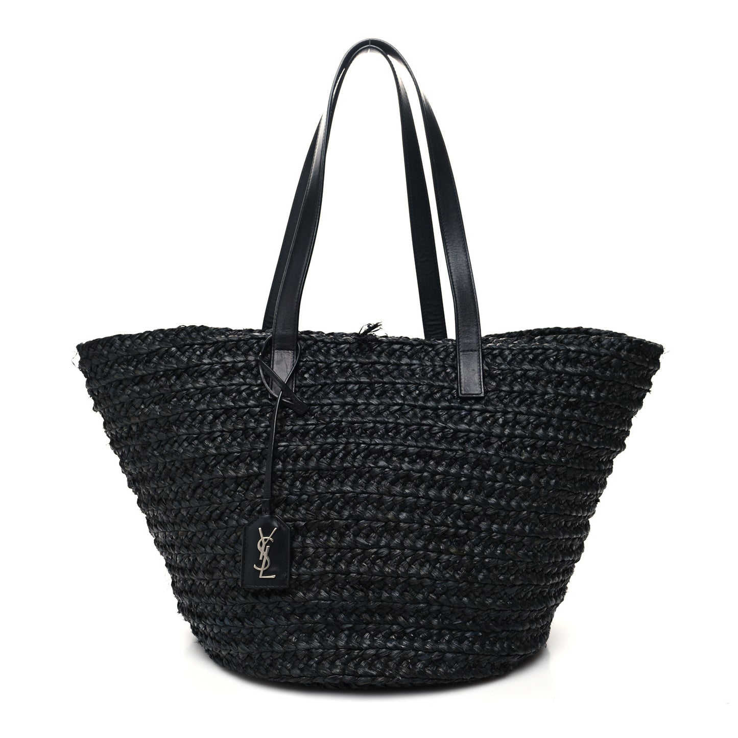 Raffia Medium Panier Bag Black