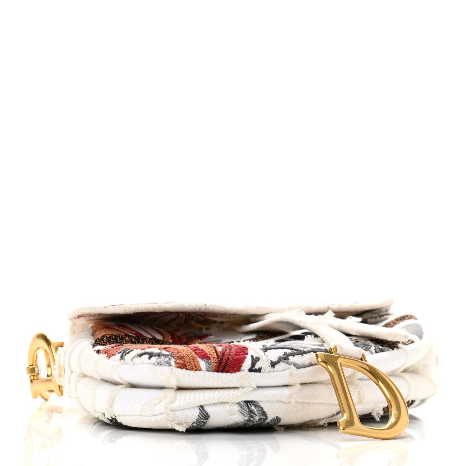 Christian Dior Canvas Embroidered Camouflage Flowers Saddle Bag Latte Multicolor 4 of 11