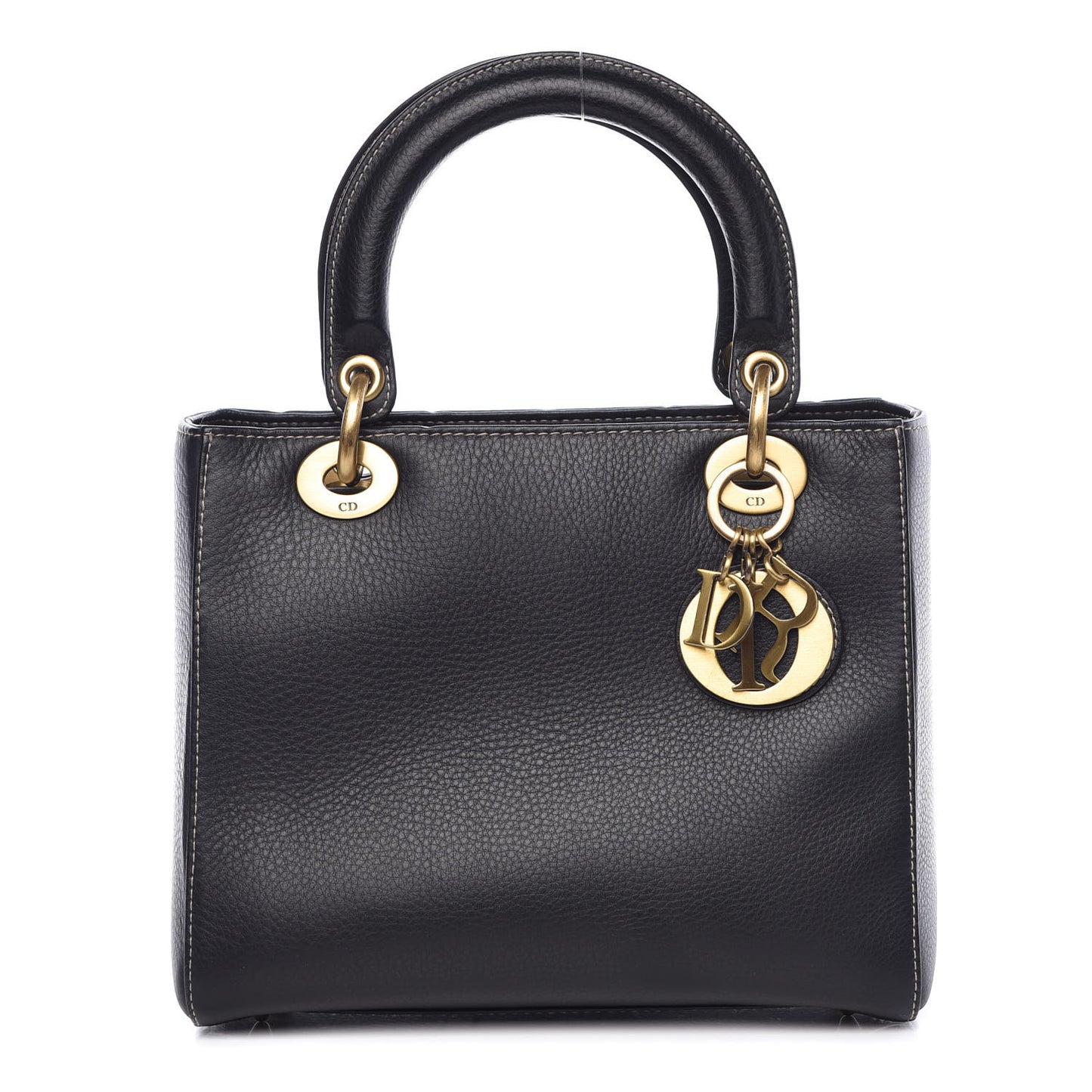 Grained Calfskin Medium Lady Dior Black