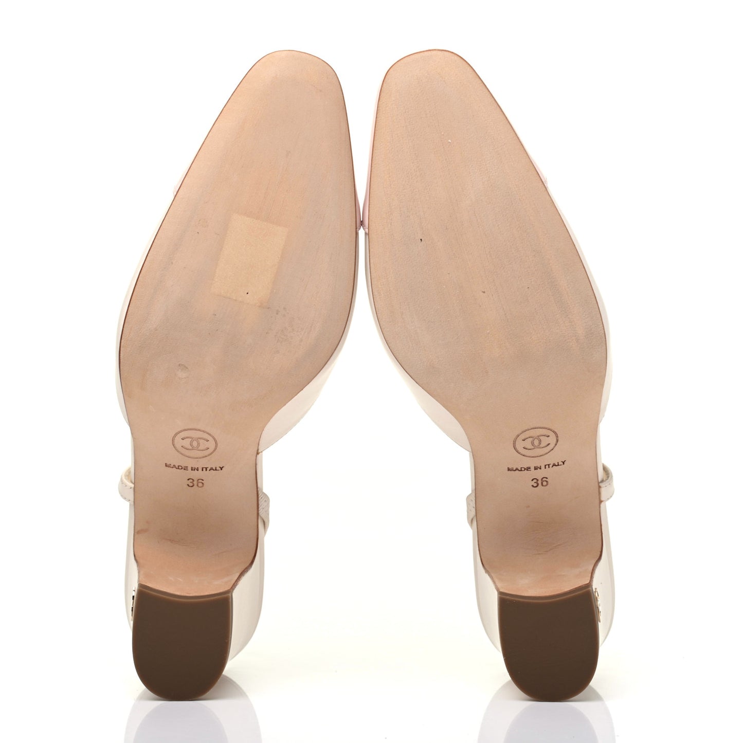 Glazed Calfskin Cap Toe CC Slingback Pumps 36 White Pink