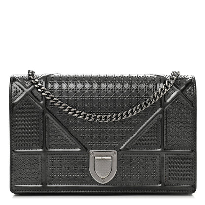 Christian Dior Metallic Patent Micro-Cannage Small Diorama Flap Bag Onyx Black 1 of 13