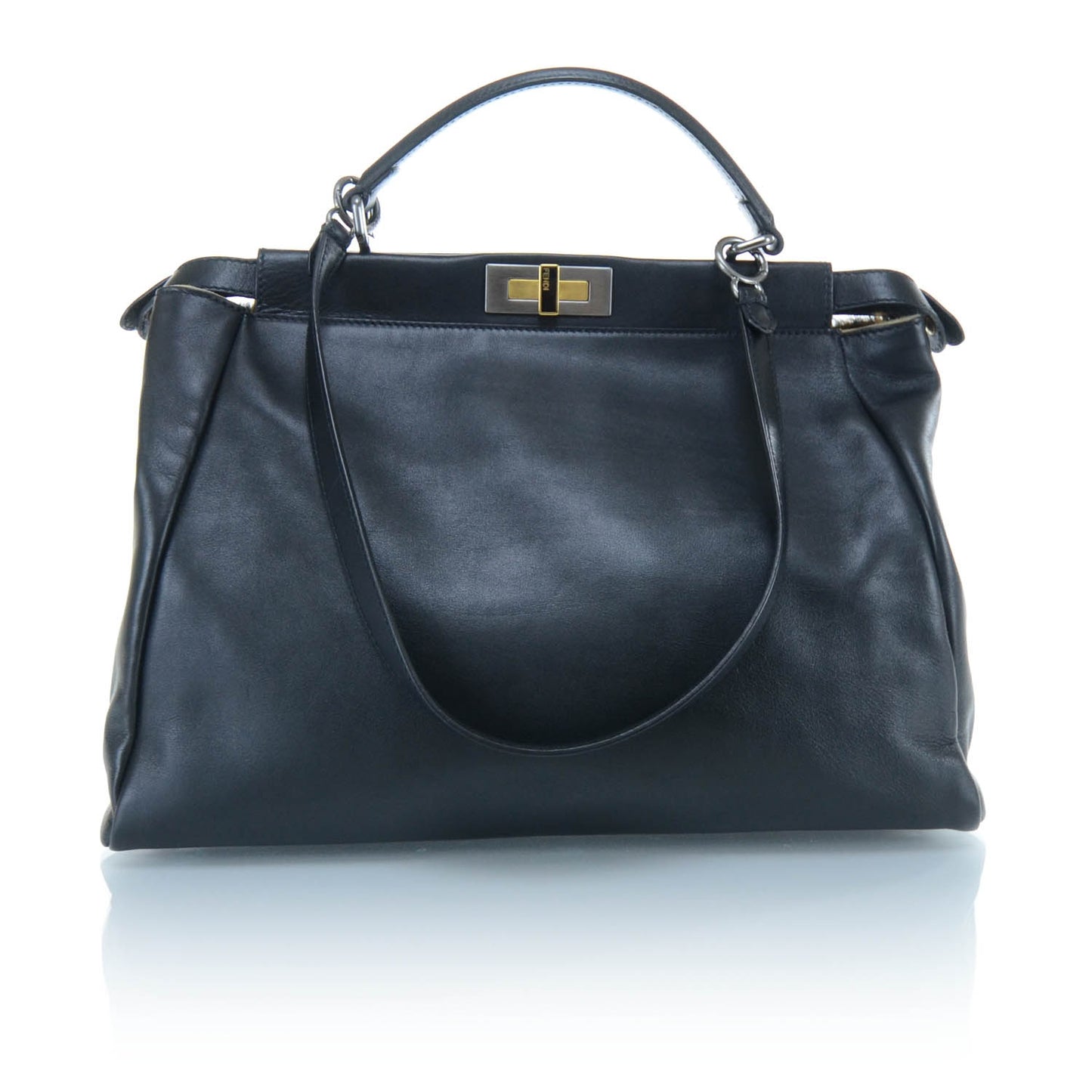 Calfskin Calf Hair Leopard Print Large Peekaboo Iconic Satchel Black