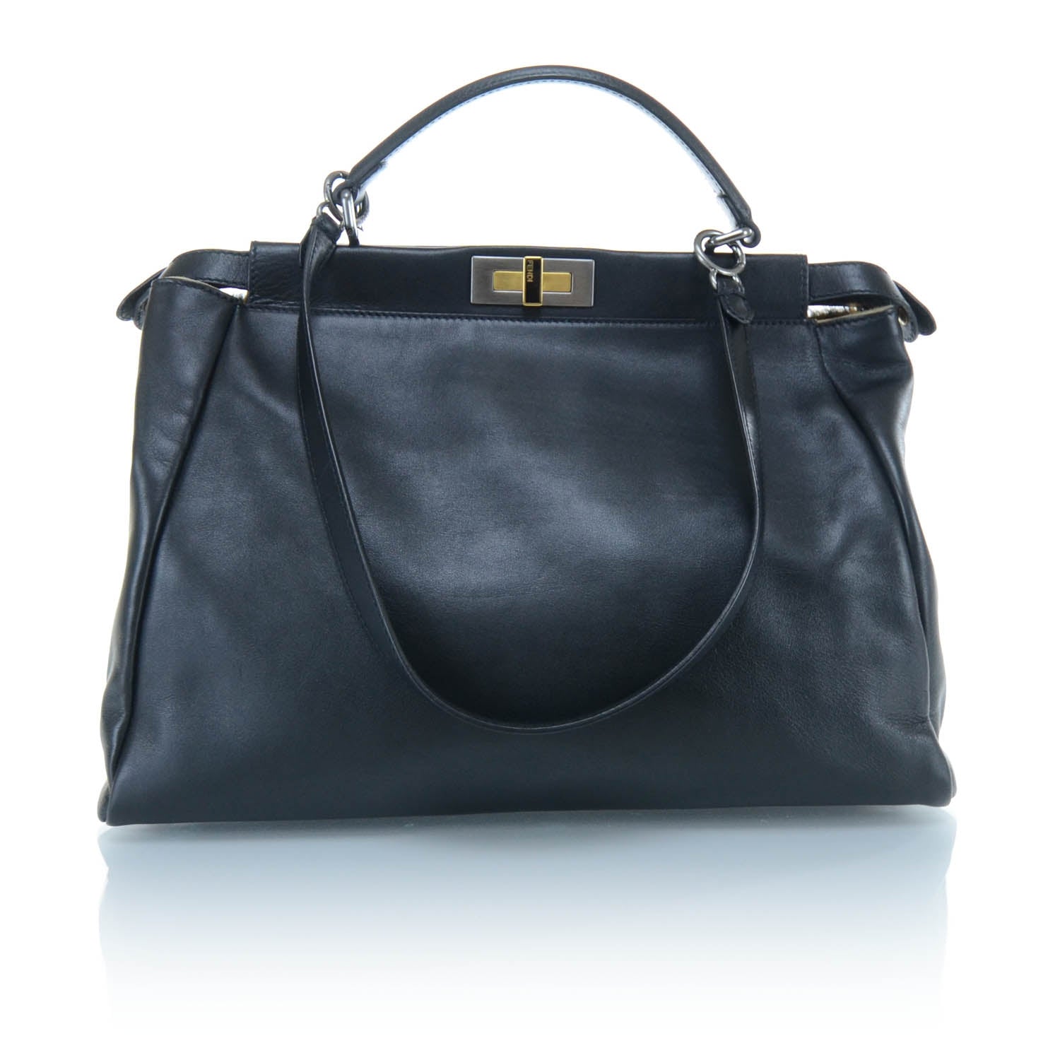Fendi Calfskin Calf Hair Leopard Print Large Peekaboo Iconic Satchel Black 1 of 13