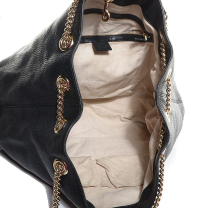 Gucci Pebbled Calfskin Large Soho Chain Shoulder Bag Black 5 of 7