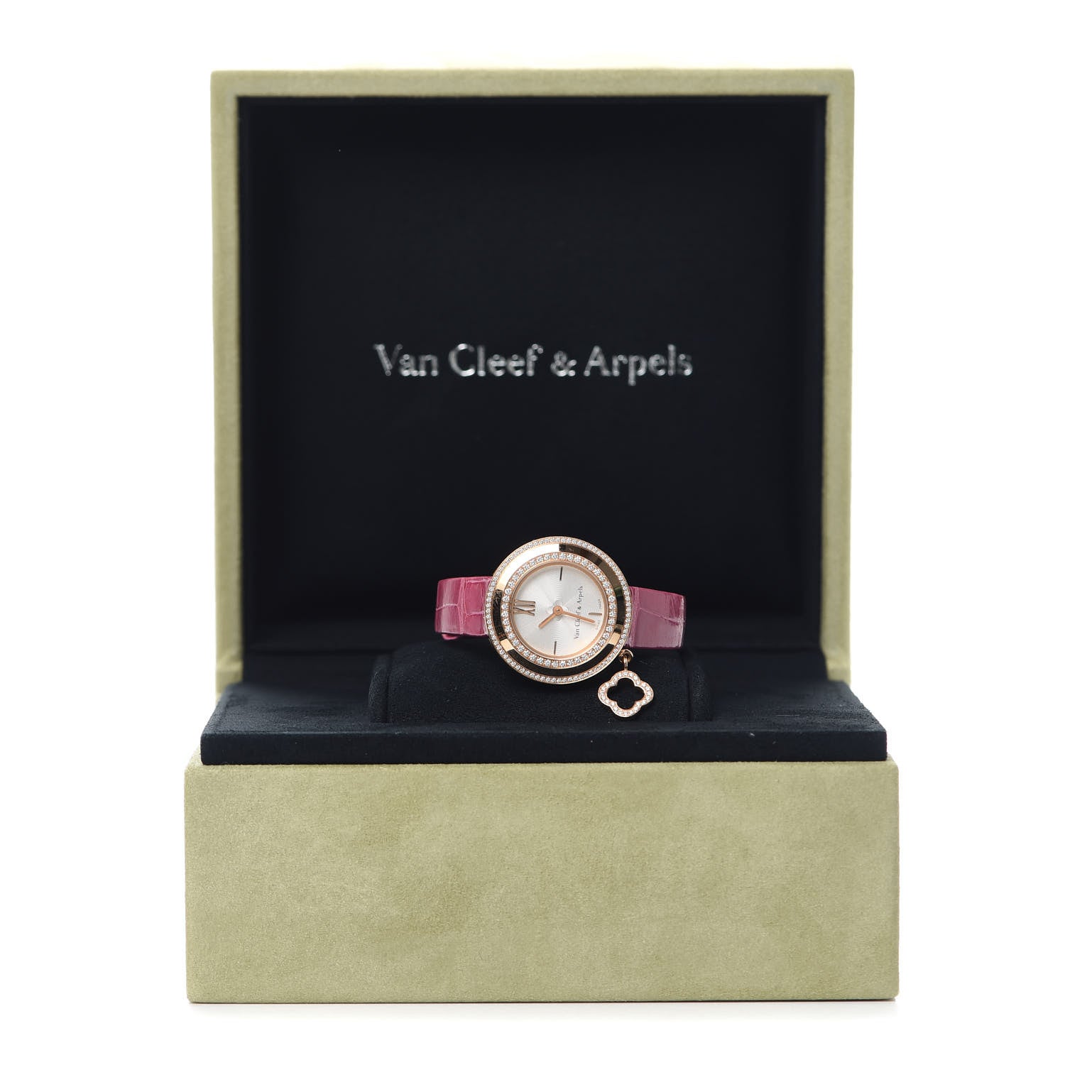 Van Cleef & Arpels 18K Rose Gold Alligator Diamond Bezel 25mm Charms Quartz Watch 7 of 7