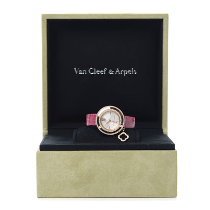 Van Cleef & Arpels 18K Rose Gold Alligator Diamond Bezel 25mm Charms Quartz Watch 7 of 7