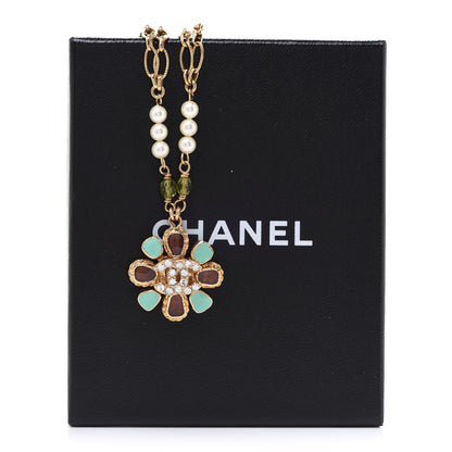 Chanel Crystal Pearl Gripoix Necklace Gold 6 of 6