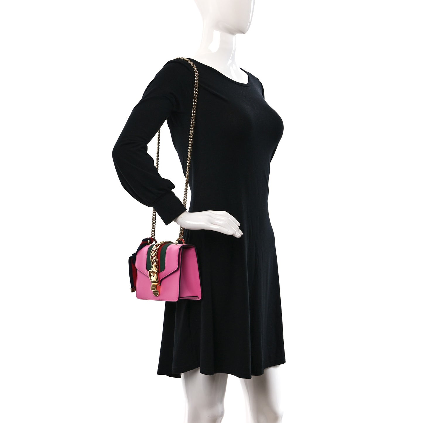 Vitello Fontanella Web Mini Sylvie Chain Shoulder Bag Pink Tropical Flower