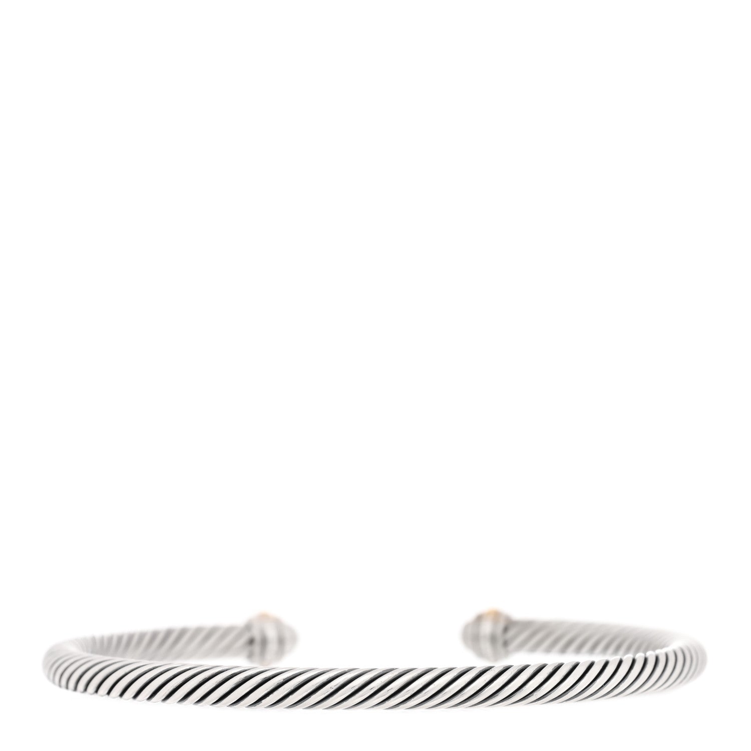 David Yurman Sterling Silver 18K Yellow Gold 4mm Cable Classics Bracelet 2 of 3