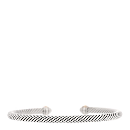 David Yurman Sterling Silver 18K Yellow Gold 4mm Cable Classics Bracelet 2 of 3