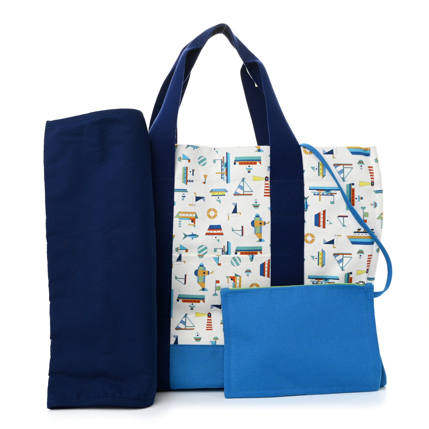 Cotton Canvas Petit Chalutier Nappy Bag Azur
