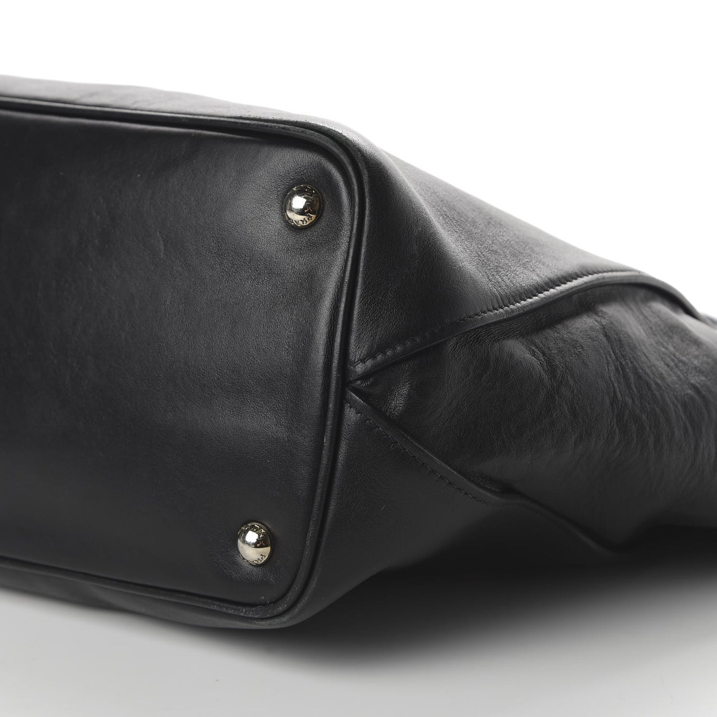 Soft Calfskin Studded East West Tote Black