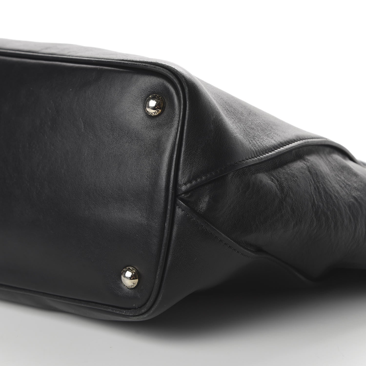 Prada Soft Calfskin Studded East West Tote Black 7 of 12