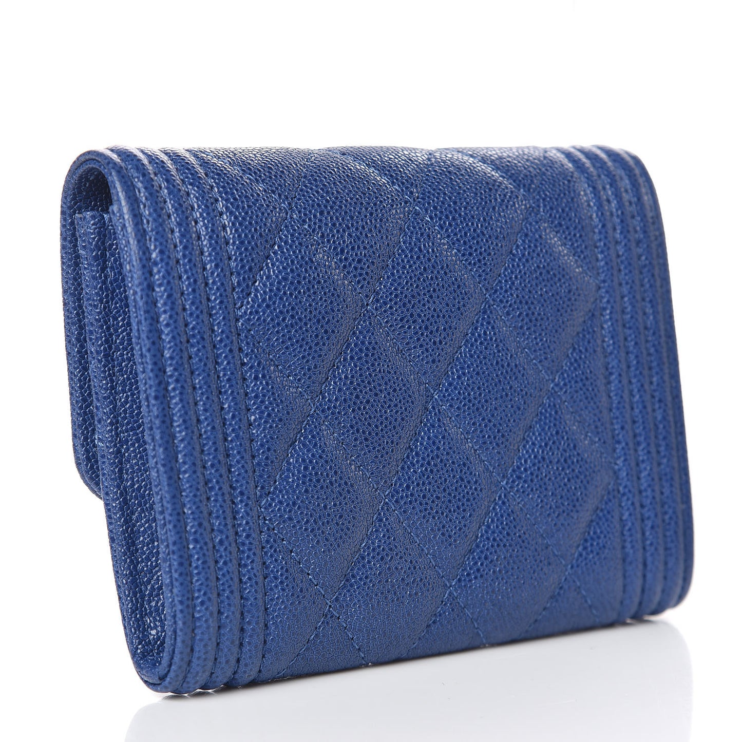 Caviar Quilted Boy Card Holder Wallet Blue