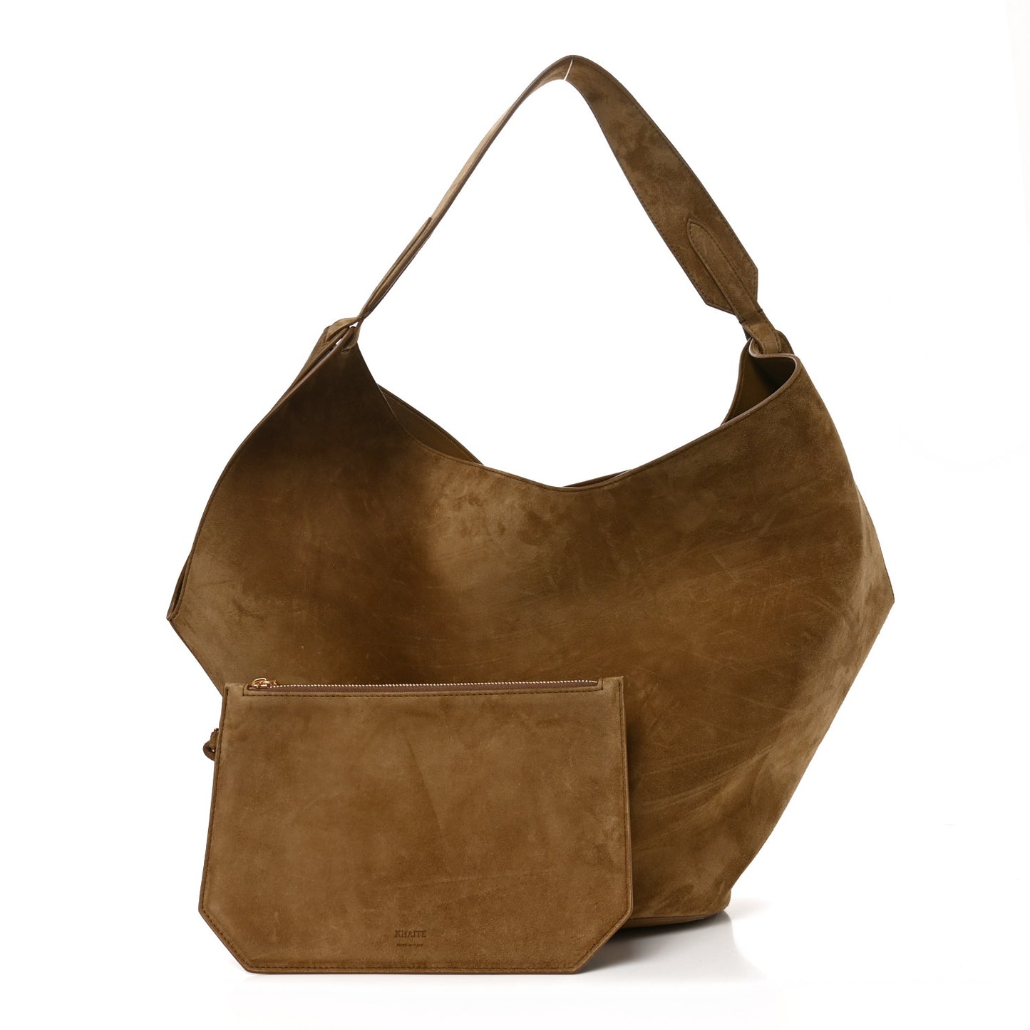 Suede Calfskin Medium Lotus Tote Mud