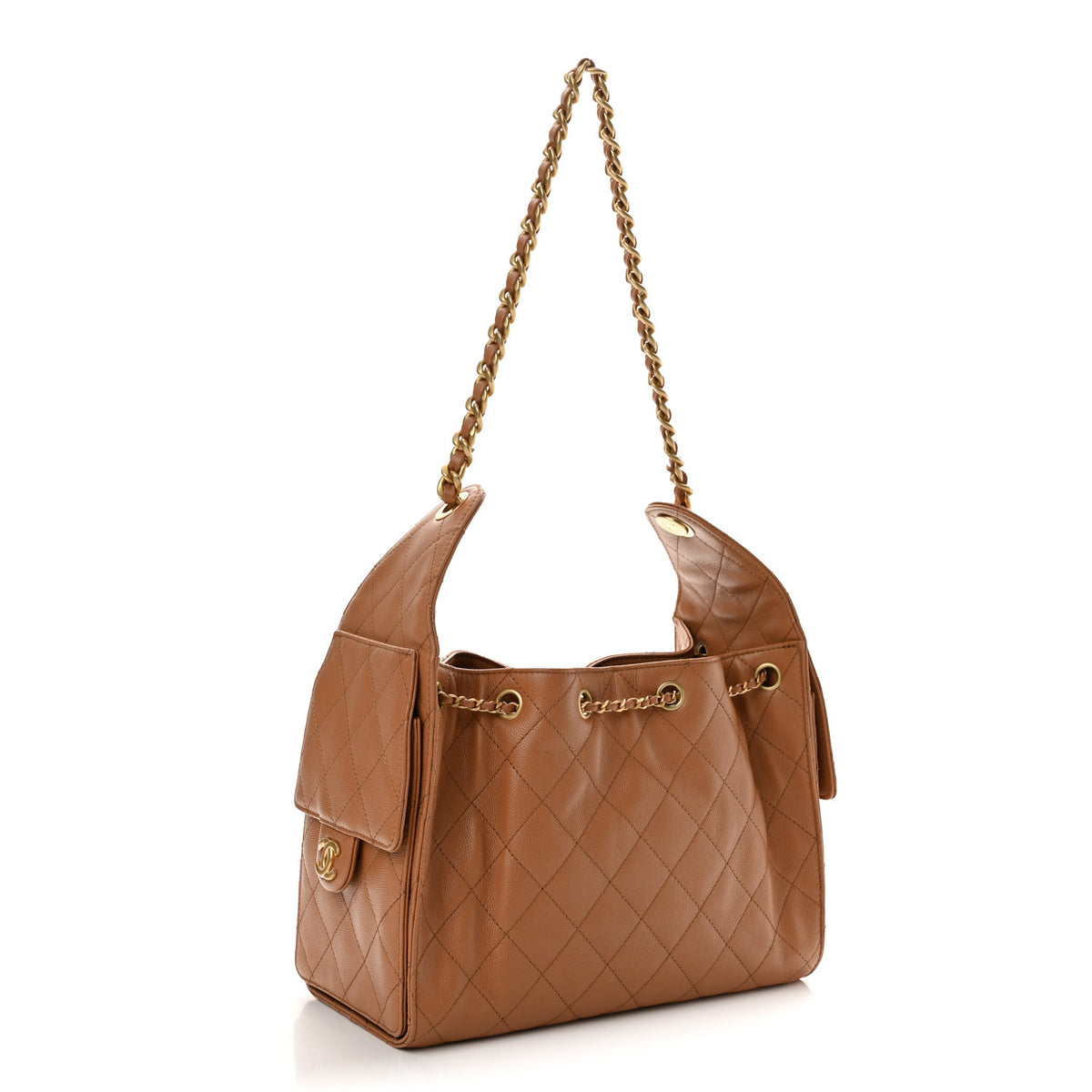Caviar Quilted Small Chanel 25 Handbag Brown