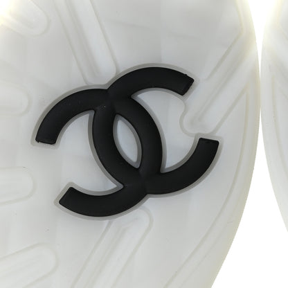 Chanel Nylon Suede Calfskin Printed Sneakers 38.5 White Black 9 of 11